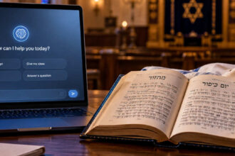 un ecran d'ordinateur a la synagogue