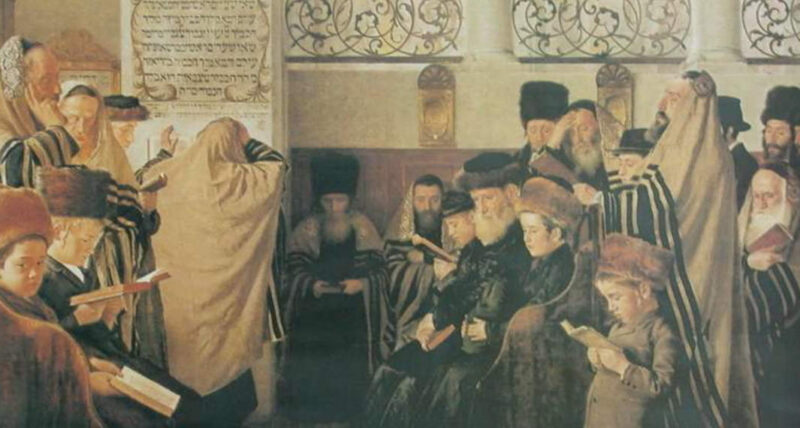 peinture representant kippour a la synagogue